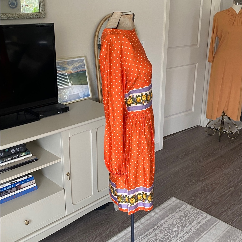 Vintage 1960s Orange Silk Mini Dress - Picture 7 of 15